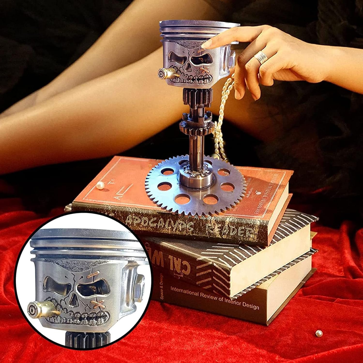 Car Accessories Oman - Handmade Metal Art Figurine Carved Piston